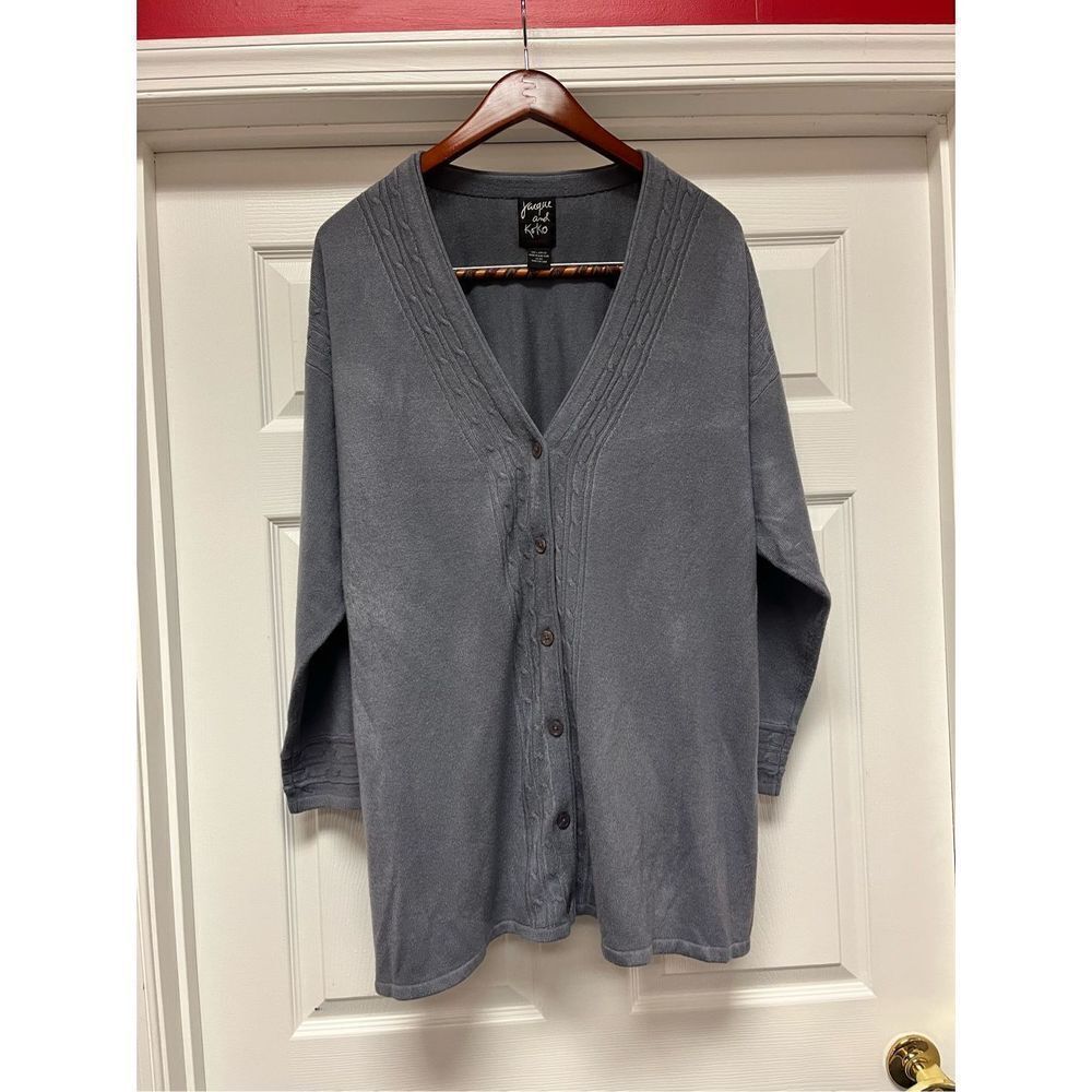 Jacque and Koko Together Gray Long Cardigan Sweater sz 22/24 EUC